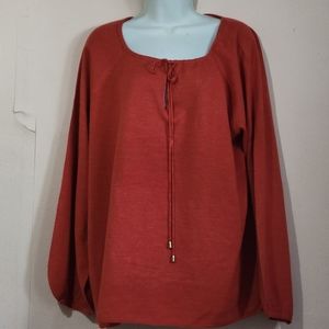 Evie Sweater Long Balloon Sleeve Knit Warm Tomato Heather 3X Spice Fall New